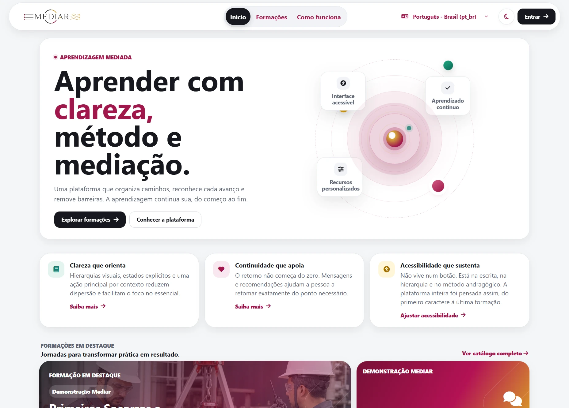Tema Mediar: Página de inicio